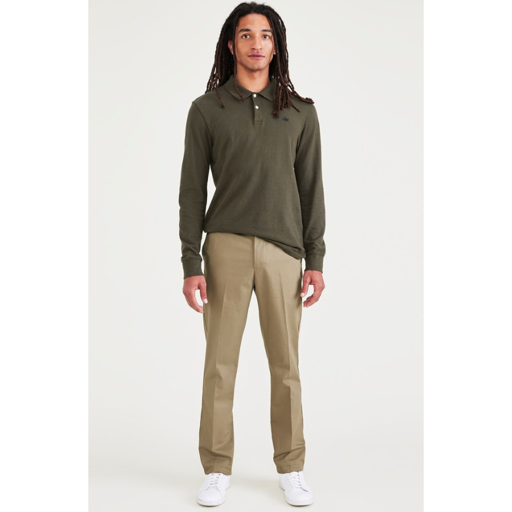 Dockers Men Stain Defender Slim Fit Khaki Pants British Khaki Size 34X32